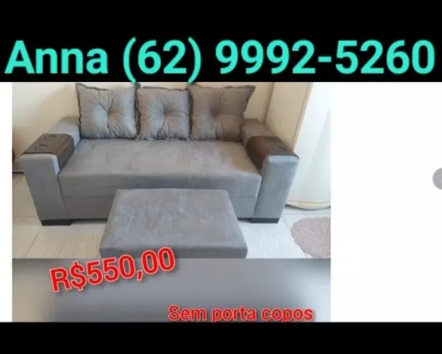 Sofá 3 lugares com puff***