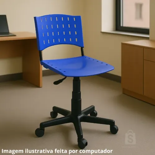 Cadeira Escritório Giratória Plástica Azul Conforto Leve Resistente Modelo 31302