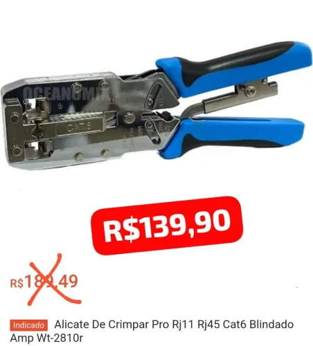 Alicate de Crimpar RJ11 RJ45 Cat6 Blindado - Ocean&MI