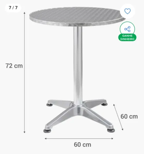 Jogo de 6 mesas de inox