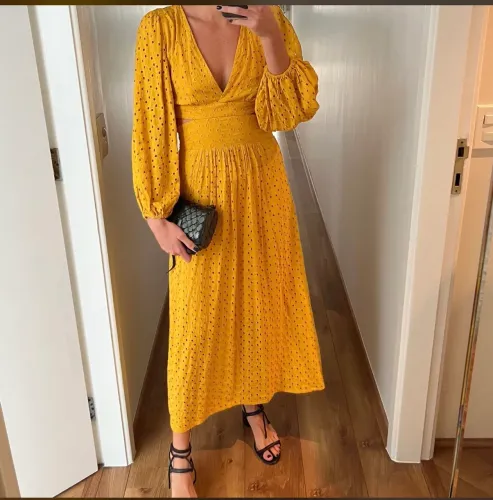 Vestido de laiser amarelo Le soleil d eté