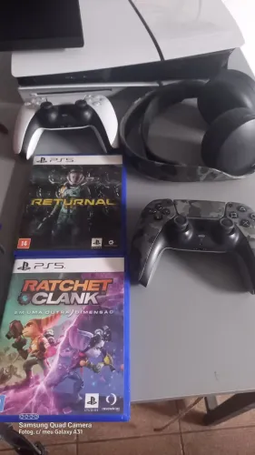 Ps5 completo Com 2 controle e fone da Playstation 