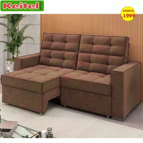 Sofá Retrátil e Reclinável 3 Lugares Berlim Cor Castor