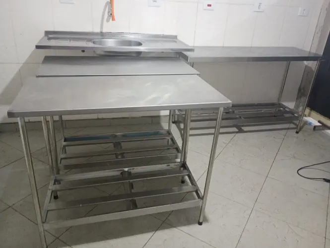 Kit Mesa de Inox e Pia de Inox