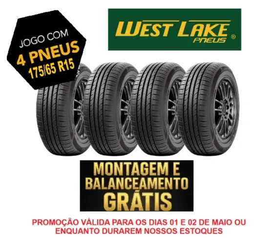 Jogo 4 Pneus Aro 15 Westlake 175 x 65 ZuperEco_Montagem +Balanceamento Grátis_Aceito Cartã