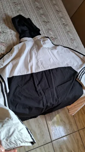 Jaqueta Anorak Halp-zip Adidas Preto e Branco
