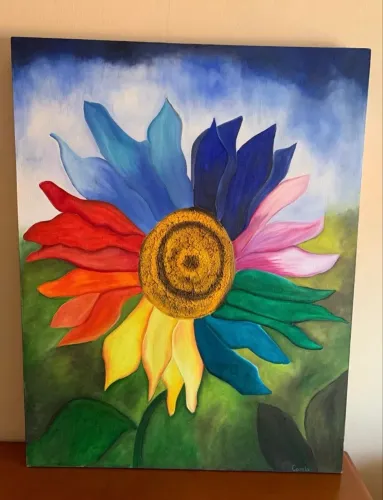 Quadro girassol artista Camila terra 