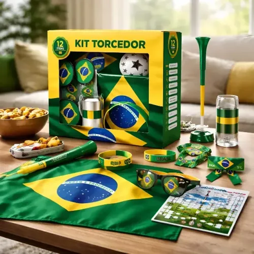 Kit Torcedor Brasil 12 Itens Copa Do Mundo Futebol 2026