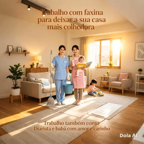 Diarista e faxineira, babá, auxiliar de limpeza e cozinha 