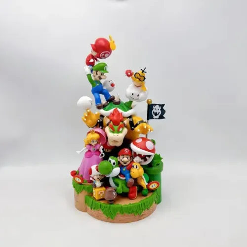 Boneco Mario Bros Luigi Bowser Yoshi Diorama Estatua Action Figure Figura Miniatura 30cm