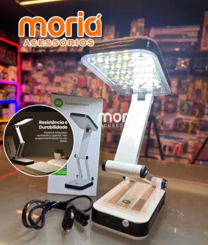 Luminária de Mesa LED Recarregável DP LED-666 - 24 LEDs SMD | Bateria 800mAh | Dobrável e