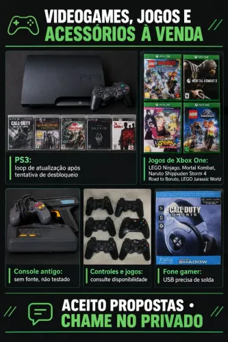 Vídeo game e acessórios (usados e com detalhes) Venda com todos Juntos!