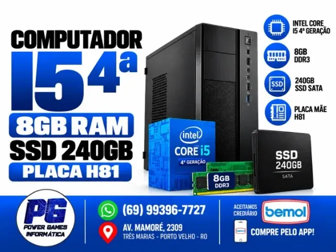 COMPUTADOR NOVO SOMOS LOJA PC I5 4 GERACAO SSD 240GB