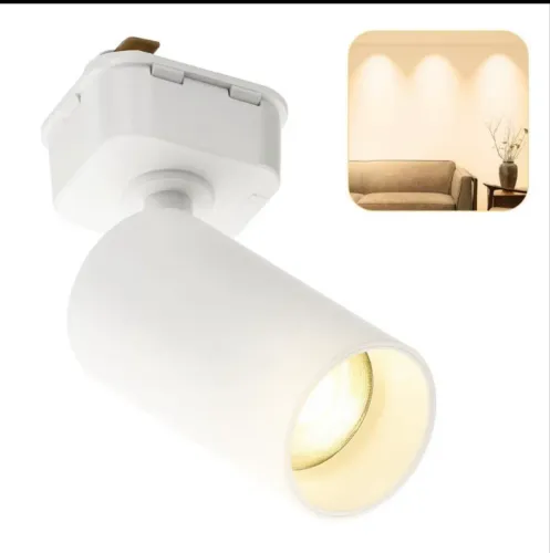 Trilho Spot LED para trilho eletrificado + Trilho + Conector Tubinho Branco 7W 360...