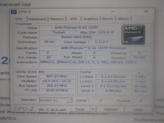 Processador AMD phenom  2 x6 1055t