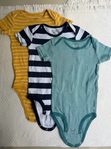 Kit 3 Body Bebê Carters Manga Curta Menino Original