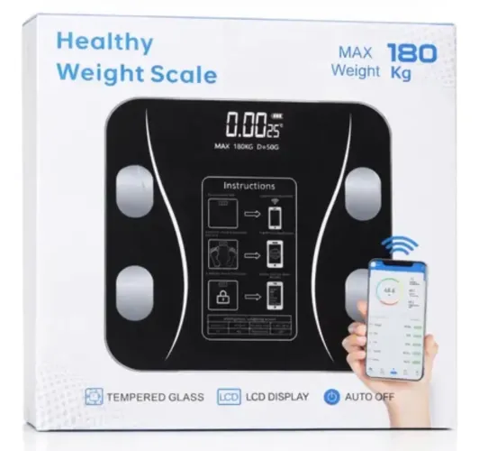 Balança Digital Vidro Quadrada Suporta 180k Corporal Alta Precisao