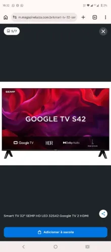 Tv com 1 semana de uso em perfeito estado sem defeitos 