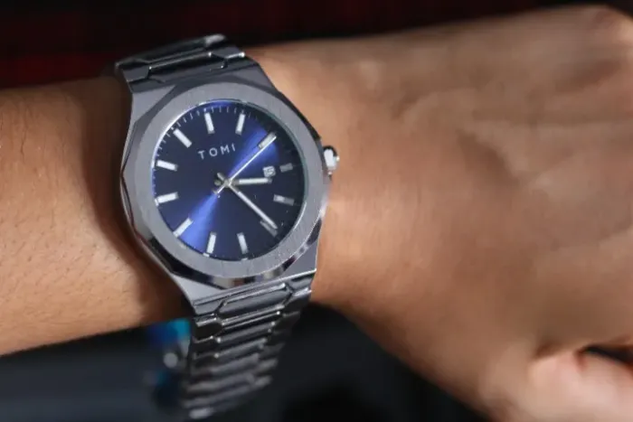 Relógio Masculino TOMI 301 Original Analógico Aço Inox Azul Social Luxo Elegante Pulseira