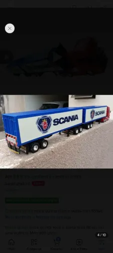 Miniatura caminhão Scania bitrem 9 eixos coleção presente