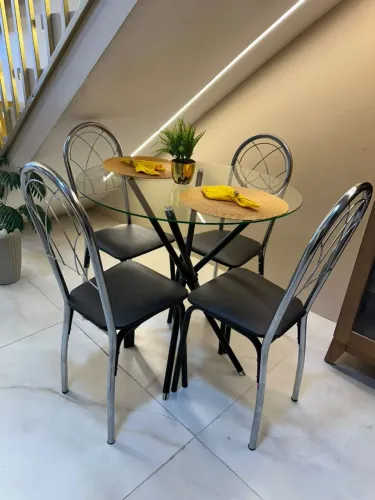 PROMOÇÃO Mesa de Jantar de Vidro com 4 Cadeiras