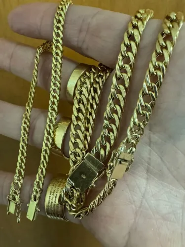 Pulseira Groumet de ouro 5.34g 18k procedência garantia eterna