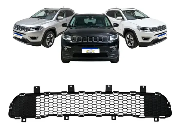 Grade Tela Parachoque Central Jeep Compass 2017 A 2021 Preto