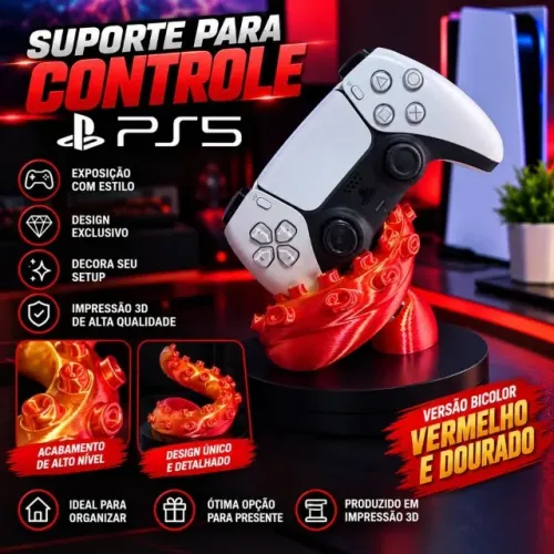 Suporte Gamer para Controle PS5 - Design Tentáculo 3D | Estilo e Organização para Seu Setu