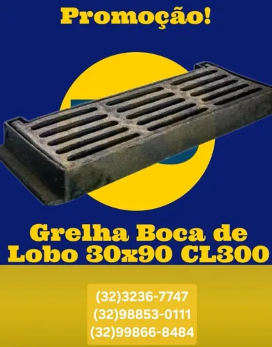 Grelha  ferro fundido 90x30 art, boca de lobo -Entrega imediata MG *