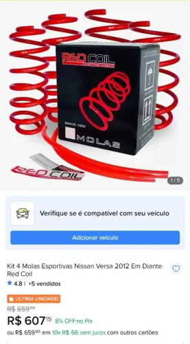 Molas esportivas Nissan Versa