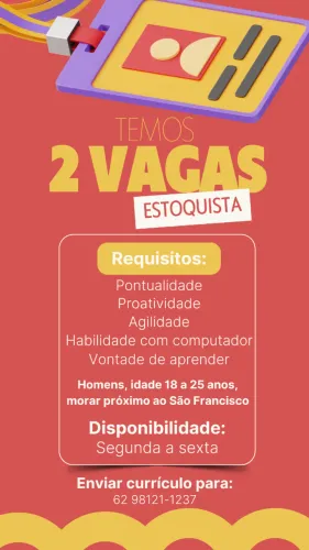 Vaga para Estoquista de Ecommerce 2.000,00