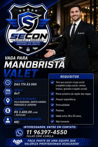 VAGA MANOBRISTA VALET