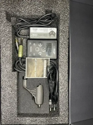 Kit de Tatuagem - Maquina Electra Pop + Fonte Digital Ps Mini + Clip Cord+ Brindes