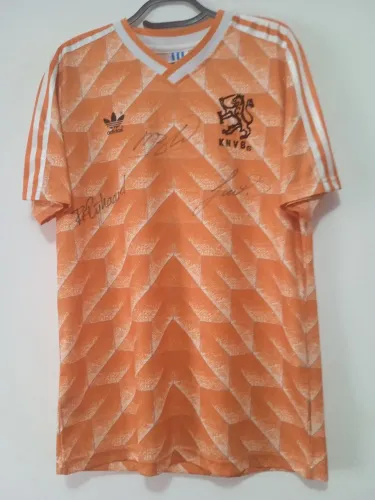 Camisa Holanda Euro 1988 #12 Van Basten Autografada Van Basten Gullit Rijkaard Certificada