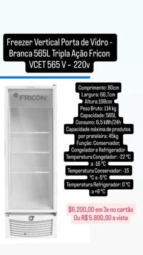 FREEZER VERTICAL tripla açao 220v