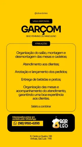 Vaga de Garçom