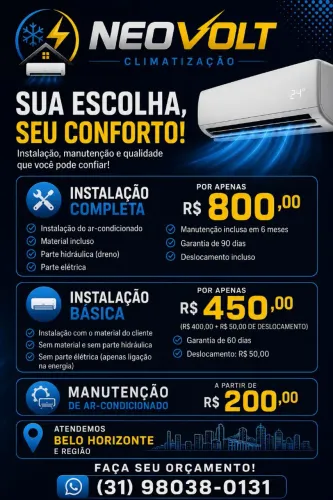 Instalação manutenção e troca de peças de ar condicionado elétrica e energia solar