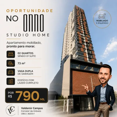 Apartamento mobiliado no ONNO Studio Home - 73 m², 2 quartos e vaga dupla