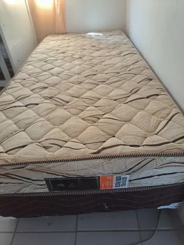 Cama box solteiro Colchão conjugado - Bege