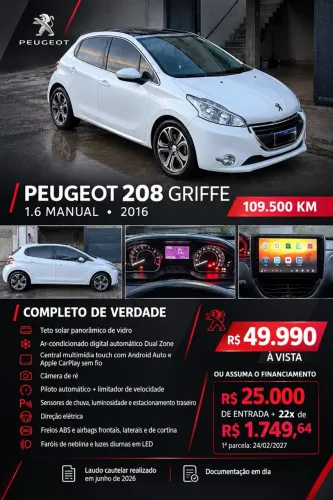 Peugeot 208 Griffe 1.6 Flex 16V 5P Mec. 2016