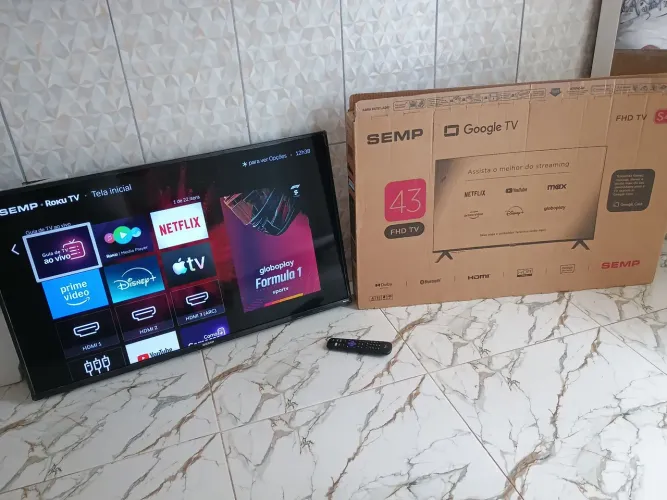 Tv Semp 43 polegadas smart roku tv com caixa 