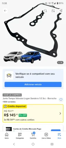 Junta da tampa de válvulas