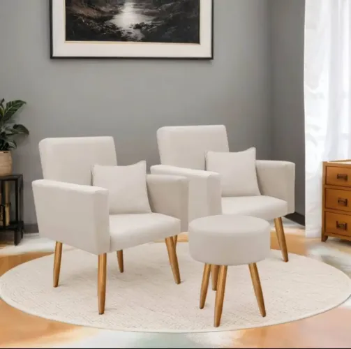 Conjunto de poltronas e puff Novo.