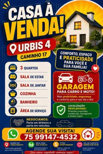 Vende-se casa na URBIS 4