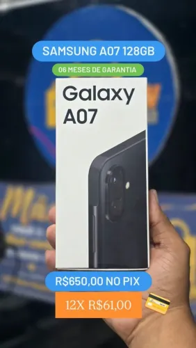 Celular Samsung A07 128GB lacrado com NF