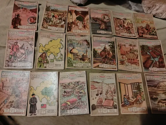 Estampas eucalol série viagem pitoresca através dos continentes lote com 18 unidades 