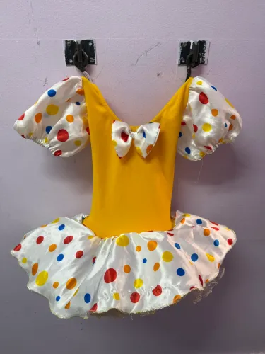 Vestido Fantasia Tule Circo Amarelo Infantil - 50cm de Altura