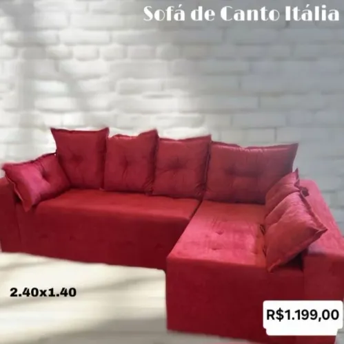 PROMOÇÃO URGENTE - Sofá de Canto Itália 4 LUGARES Vermelho com Chaise Disponível