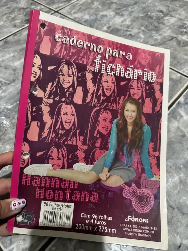 folha fichário hannah montana anos 2000 vintage