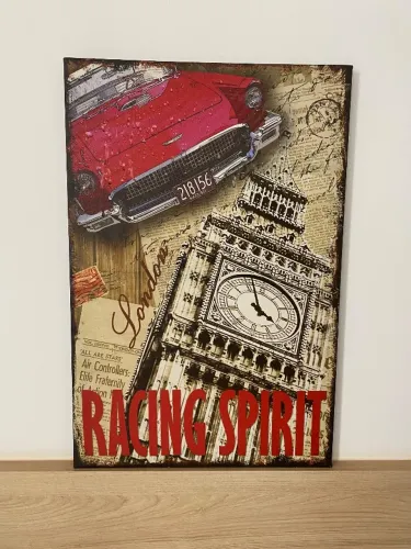 Quadro Decorativo Londres Vintage com Carro Retrô - 40x60